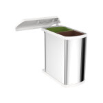 Poubelle de cuisine encastrable sous �vier 2 bacs 16l hailo as duo coloris - inox / blanc