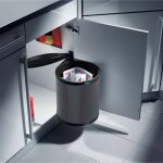 Poubelle encastrable sous vier 15l hailo as mono coloris - noir