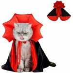 Halloween chat chien cape costume rouge et noir manteau pour animaux de compagnie pour halloween costume ...