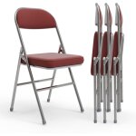 Haloyo lot de 4 salon de jardin chaises pliantes assise dossier rembourrs acier synthtique, 46x41x80. ...