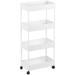 Desserte  roulettes mobile sur 4 niveaux, 40 x 22 x 90 cm, blanc