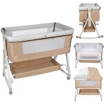 Haloyo - lit d'appoint 3 en1 lits de bébé - lit bébé berceau cododo pour bébé 0 - 36 mois - beige Haloyo - lit d'appoint 3 en1 lits de bébé - lit bébé berceau cododo pour bébé 0 - 36 mois - beige