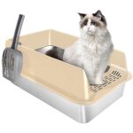 Haloyo maison de toilette pliable pour chat, bac  litire pour chat, tiroir  litire coulissant, pelle ...