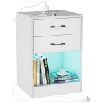 Haloyo® tables de chevet, table d'appoint avec station charge, table de nuit avec led, avec 2 tiroirs, ... Haloyo® tables de chevet, table d'appoint avec station charge, table de nuit avec led, avec 2 tiroirs, ...