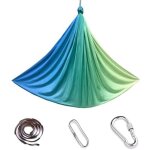 [jamais utilis�] hamac a�rien de yoga, 200 kg charge maximale, full body (bleu / vert, 150 x 280 cm)