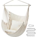 Hamac - balan�oire - 100 x 130 cm - charge maximale : 150 kg - en coton - chaise en m�tal - large si�ge ...