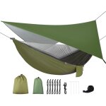 Hamac de camping avec bâche anti - pluie et moustiquaire, sangles d'arbre, hamac parachute en nylon portable ... Hamac de camping avec bâche anti - pluie et moustiquaire, sangles d'arbre, hamac parachute en nylon portable ...