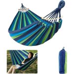 Hamac de camping extra large, balancelle portable, toile paisse et durable  rayures avec poutre anti ...