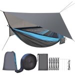 Hamac de camping avec moustiquaire, toile anti - pluie, sangle d'arbre robuste, nylon parachute, hamac ... Hamac de camping avec moustiquaire, toile anti - pluie, sangle d'arbre robuste, nylon parachute, hamac ...