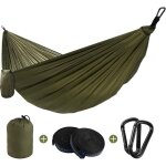 Hamac de camping ultral�ger charge maximale : 200 kg (270 x 140 cm) nylon parachute 2 mousquetons, 2 ...