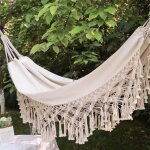 Hamac chaises balancoire jardin exterieur maison blanc coton corde maroc macram - 200150cm