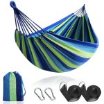 Hamac de jardin extrieur hamac de camping en plein air portable en toile lger avec sangles respectueuses ...