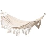 Hamac de jardin rebecca mobili daylily 200x150 polycoton toile beige boho