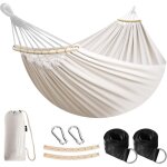 Hamac de jardin avec tige en bois courbe, hamac confortable portable avec accessoire de ceinture, tui ...