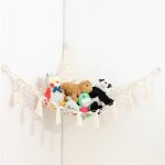 Hamac en macramé pelucheux avec lumière, hamac d'angle pour jouets, organiseur de présentation, filet ... Hamac en macramé pelucheux avec lumière, hamac d'angle pour jouets, organiseur de présentation, filet ...
