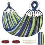 Hamac suspendu confortable et robuste, avec barre en bois anti - basculement et corde pour ext�rieur ...