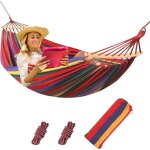 Hamac suspendu, hamac d'ext�rieur multi - personnes en coton - 210 x 150 cm - charge maximale 200 kg ...