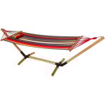 Hamac suspendu transat transat surface de couchage transat de jardin, bois dur coton rouge multicolore, ...
