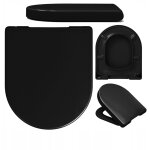 Hamberger abattant wc duroplast - noir brillant - antibact�rien - installation rapide - syst�me de frein ...