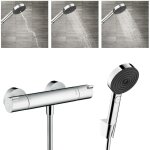 Hansgrohe ecostat mitigeur thermostatique douche + douchette  main xxl 105mm 3 jets, flexible de douche ...