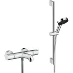 Hansgrohe ecostat set mitigeur thermostatique bain / douche + douchette � main xxl 105mm 3 jets, flexible ...