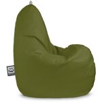 Happers - pouf poire relax similicuir marron enfant kaki