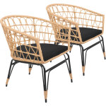 Happy garden - lot de 2 fauteuils en rotin synth�tique avec coussins aiko