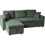 Happy garden - canap d'angle convertible clark 3 places en velours ctel vert