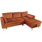 Happy garden - canapé d'angle convertible james 3 places en velours terracotta Happy garden - canapé d'angle convertible james 3 places en velours terracotta