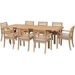 Happy garden - salon de jardin extensible 180 / 240cm padar en acacia 8 places - coussins sable