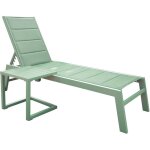 Happy garden - set bain de soleil et table d'appoint barbados en textil�ne vert sauge - aluminium vert ...