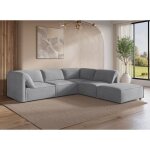 Deco in paris - canap� d'angle modulable en velours gris harina