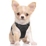 Harnais chien s arnais noir anti traction rflchissant gilet rglable pour petit chien, attache devant ...