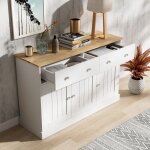 Hauss spole - buffet 120x36x80, 5cm, meuble de rangement, 2 tiroirs, 3 portes, salon / salle  manger ...