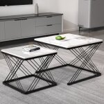 Hauss spole - table basse 2 en 1, table carrée, 60x60x45 + 45x45x40cm, placage marbre brillant, pieds ... Hauss spole - table basse 2 en 1, table carrée, 60x60x45 + 45x45x40cm, placage marbre brillant, pieds ...