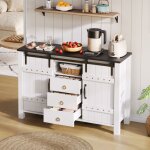 Hauss spole - buffet de cuisine blanc, buffet d'entre de salon, meuble de rangement, mdf, 2 portes et ...