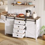 Hauss spole - buffet de cuisine blanc, buffet d'entre de salon, meuble de rangement, mdf, 2 portes et ...