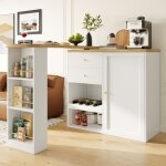 Hauss spole - buffet de cuisine blanc avec table de bar rotative  360, pour salon et salle  manger, ...