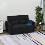 Hauss spole - canap convertible 2 places  roulettes, noir, dossier rglable, fonction couchage, velours, ...