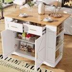Desserte de cuisine � roulettes, buffet, meuble de rangement, 2 portes et 2 tiroirs, mdf, 120 x 40 / ...