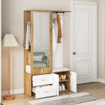 Hauss spole - ensemble armoire, porte manteau, miroir + pat�re + meuble � chaussures + 2 tiroirs + tringle ...