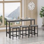Hauss spole - ensemble table et chaises 4 pi�ces, 1 table rectangulaire + 3 tabourets, ensemble table ...
