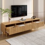 Hauss spole - meuble tv avec rangement et led, 4 tiroirs, meuble t�l� de salon, mdf, 178�35�45 cm, couleur ...
