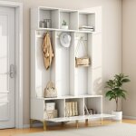 Hauss spole - porte manteau avec banc � chaussures 120x40x191cm, ensemble de manteaux, compartiment de ...