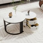 Hauss spole - table basse gigogne 2 en 1, placage marbre, table d'appoint de canapé, 70×70×46 + 50×50×40cm, ... Hauss spole - table basse gigogne 2 en 1, placage marbre, table d'appoint de canapé, 70×70×46 + 50×50×40cm, ...