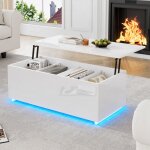 Hauss spole - tables basses relevables 100x50x35 cm, led, table d'appoint, compartiment de rangement ...