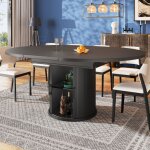 Hauss spole - table � manger ronde extensible pour 4 � 6 personnes avec rangement, table de cuisine de ...