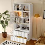 Hauss spole - vitrine de salon avec led, meuble haut de cuisine salon, mdf, 78x36x180cm, 2 tiroirs 1 ... Hauss spole - vitrine de salon avec led, meuble haut de cuisine salon, mdf, 78x36x180cm, 2 tiroirs 1 ...