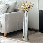 Haut vase de sol en verre argent 77cm grand vase dcoratif conique pour pampas et fleurs sches - dcoration ...