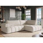 Deco in paris ? canap� d'angle convertible avec coffre de rangement ? tissu beige doux et r�sistant ? ...